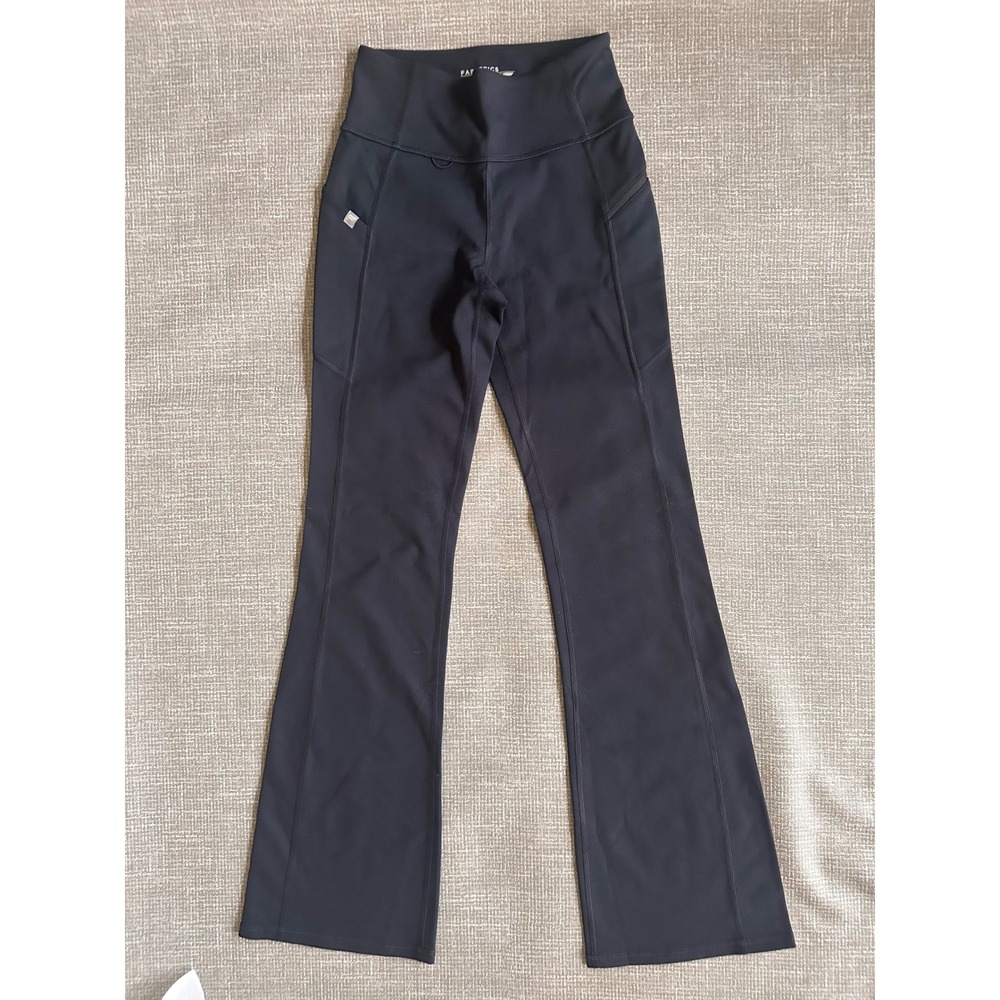 Fabletics Black High Waisted Flare Leggings Yoga Pants with Pockets Small